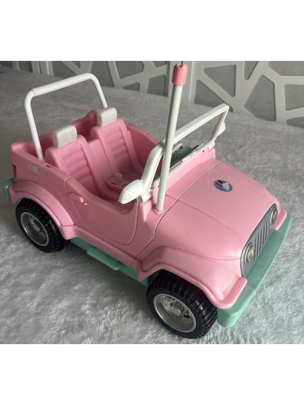 VINTAGE Barbie Jeep Wrangler Pink Teal Vehicle Mattel Radio Antenna 80s 90s
